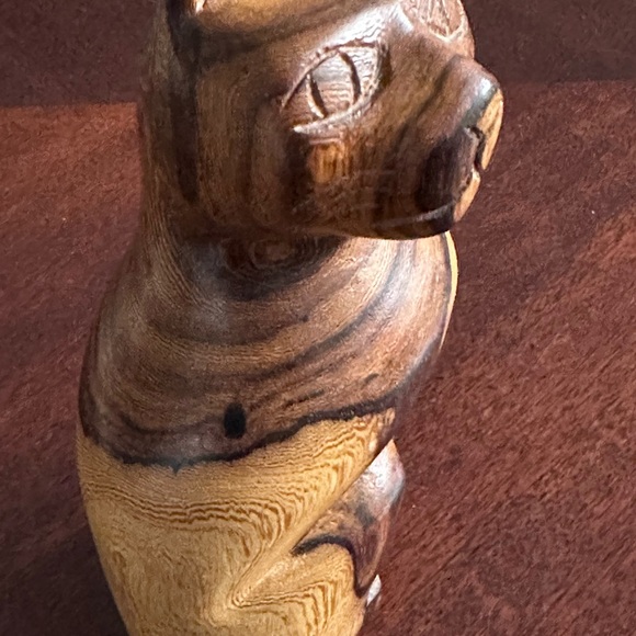 Wooden Cat ~ Art Hand Crafted Carved 8” Collectible Figure Kitten Statue Decor - Picture 13 of 14